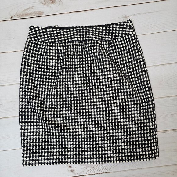 ANN TAYLOR Wool Blend Black/White Mini Skirt~Size 2 - Picture 9 of 11